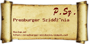 Presburger Szidónia névjegykártya